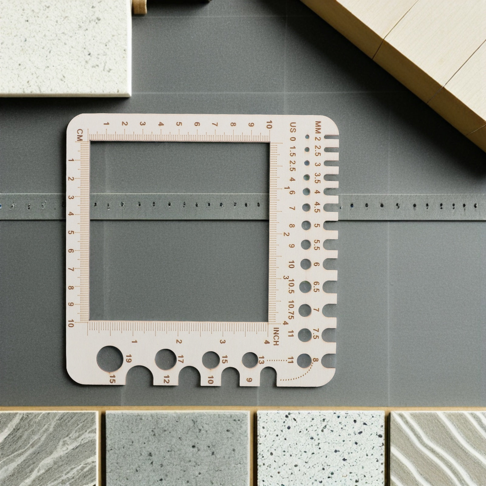 2 stuks houten breimeter, haak - Sewing Gauge Ruler recensie en prijs